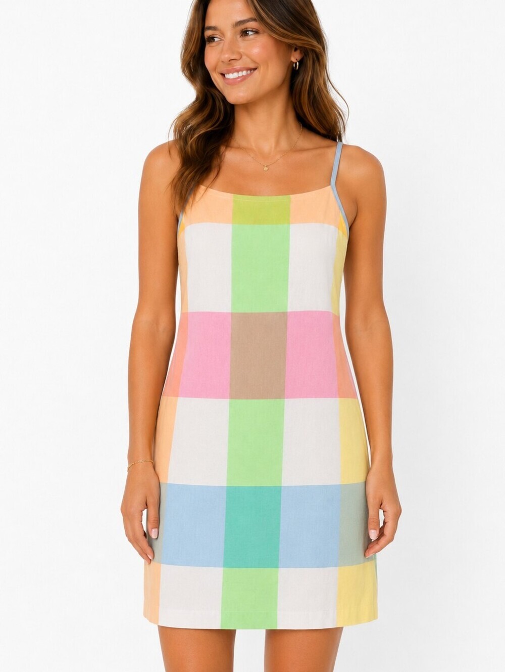 Tommy Hilfiger Pastel Plaid Dress. White  Pink, Green, Blue, Yellow Summer Sz 4
